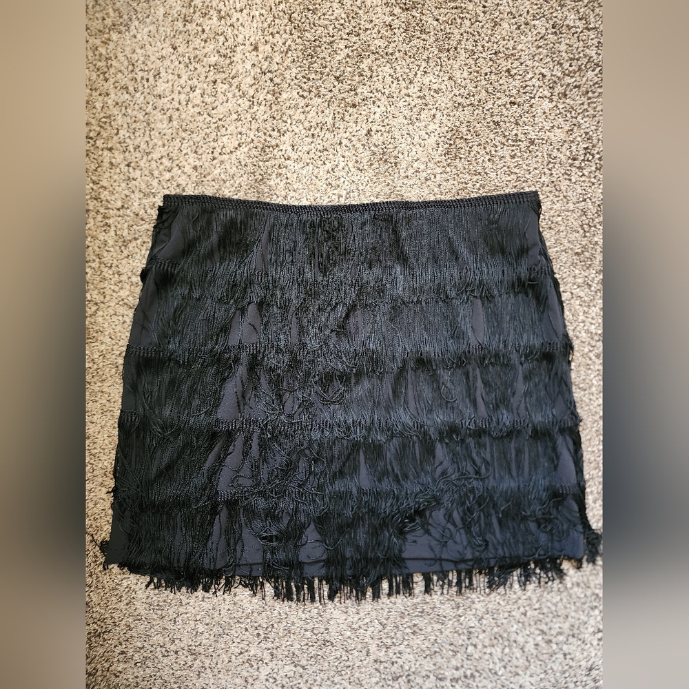 Black Fringe Mini Skirt Great For an Eras Tour Fit! Brand new!